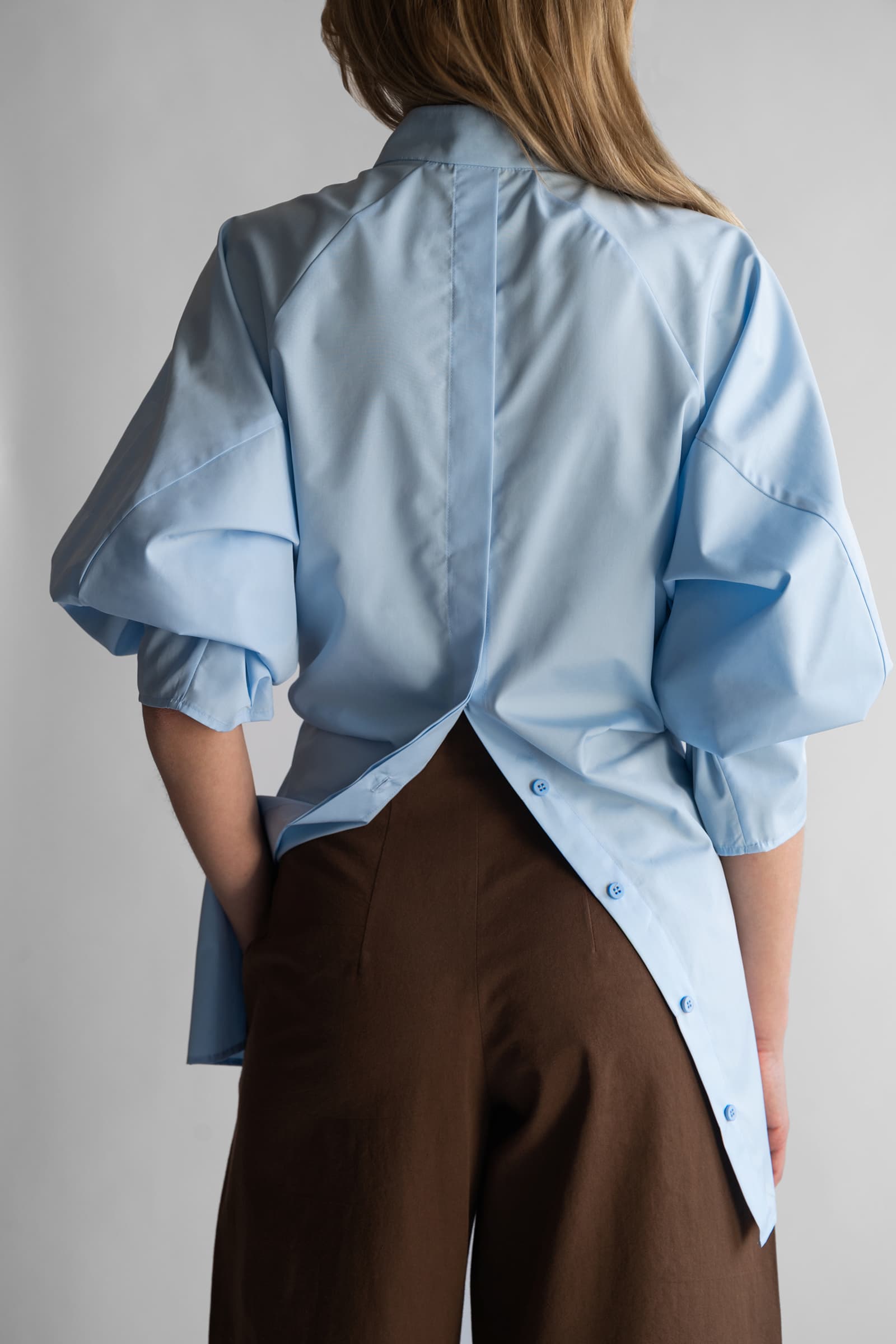 OVERSIZED COTTON SHIRT LIGHT BLUE - Image 5