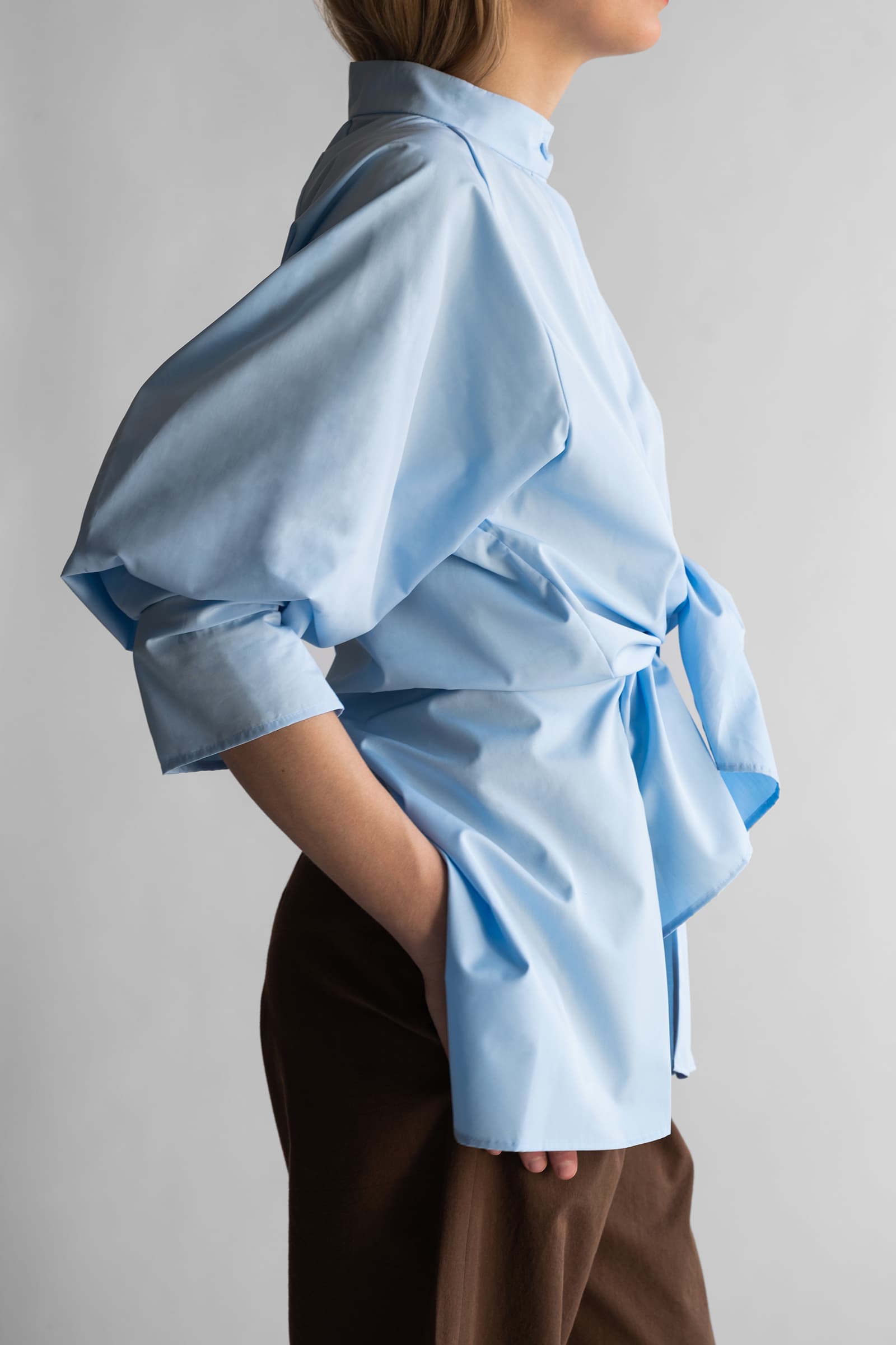 OVERSIZED COTTON SHIRT LIGHT BLUE - Image 6