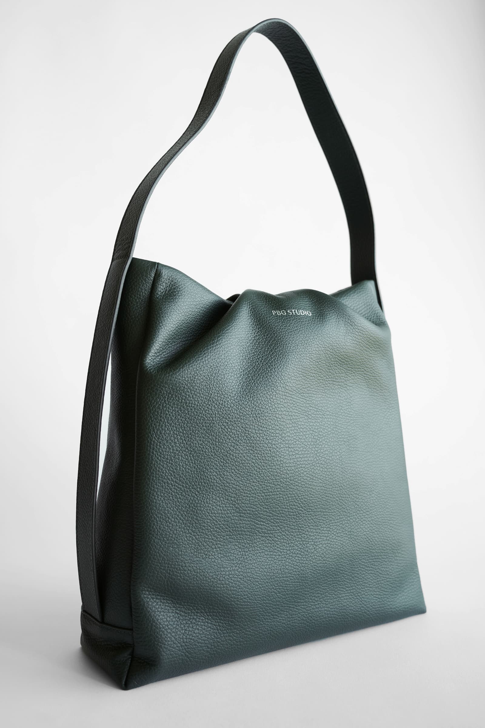 LEATHER SHOPPER BAG LODEN