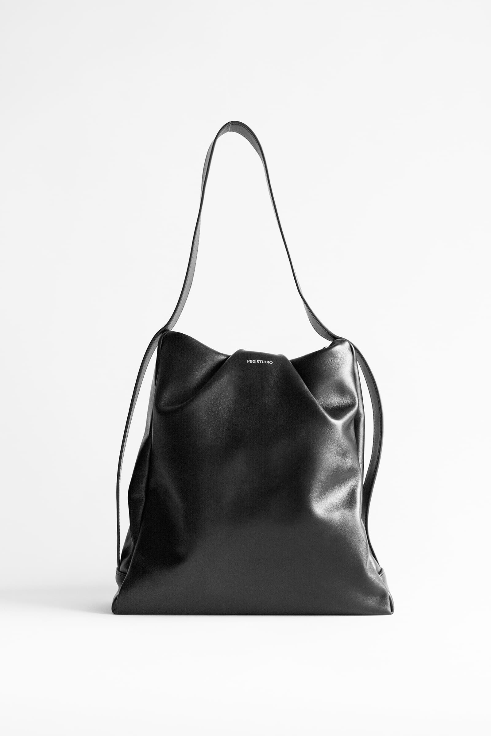 LEATHER SHOPPER BAG NOIR