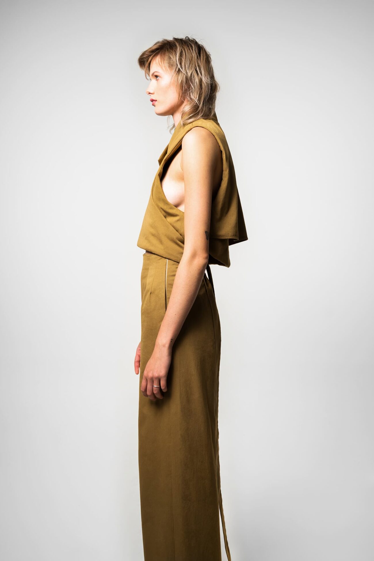 WIDE-LEG COTTON TROUSERS OCHRE - Image 4