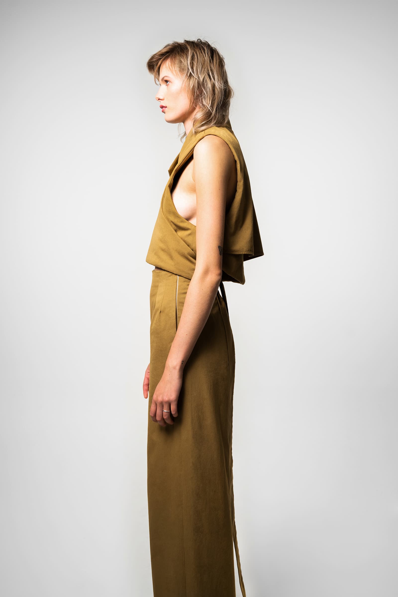 WIDE-LEG COTTON TROUSERS OCHRE - Image 4