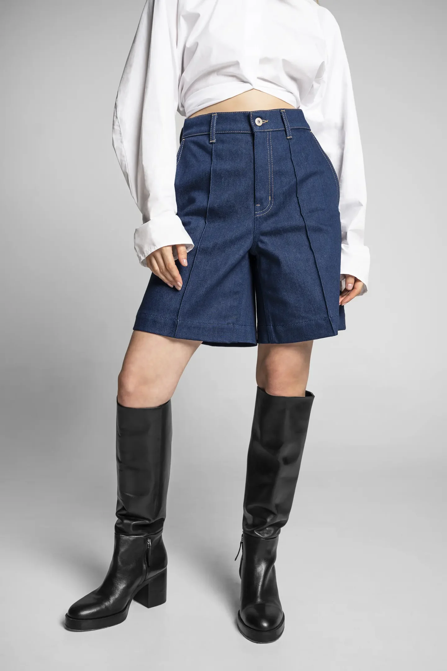 WIDE-LEG DENIM SHORTS INDIGO - Image 2