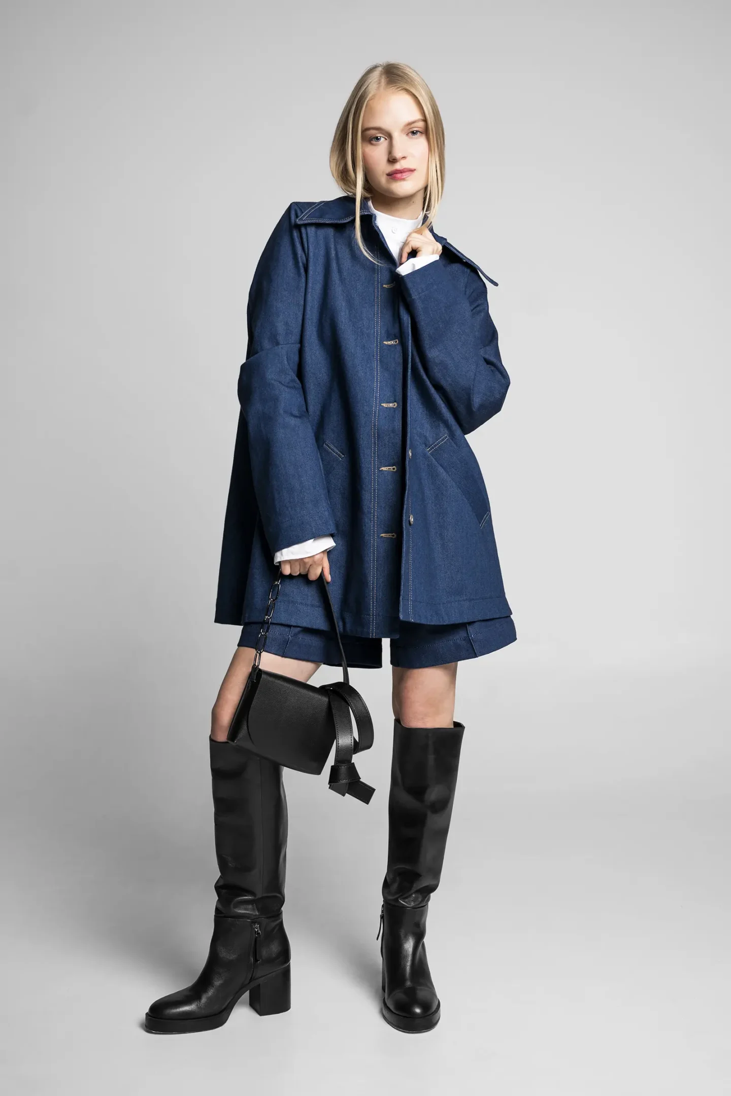 WIDE-LEG DENIM SHORTS INDIGO - Image 3