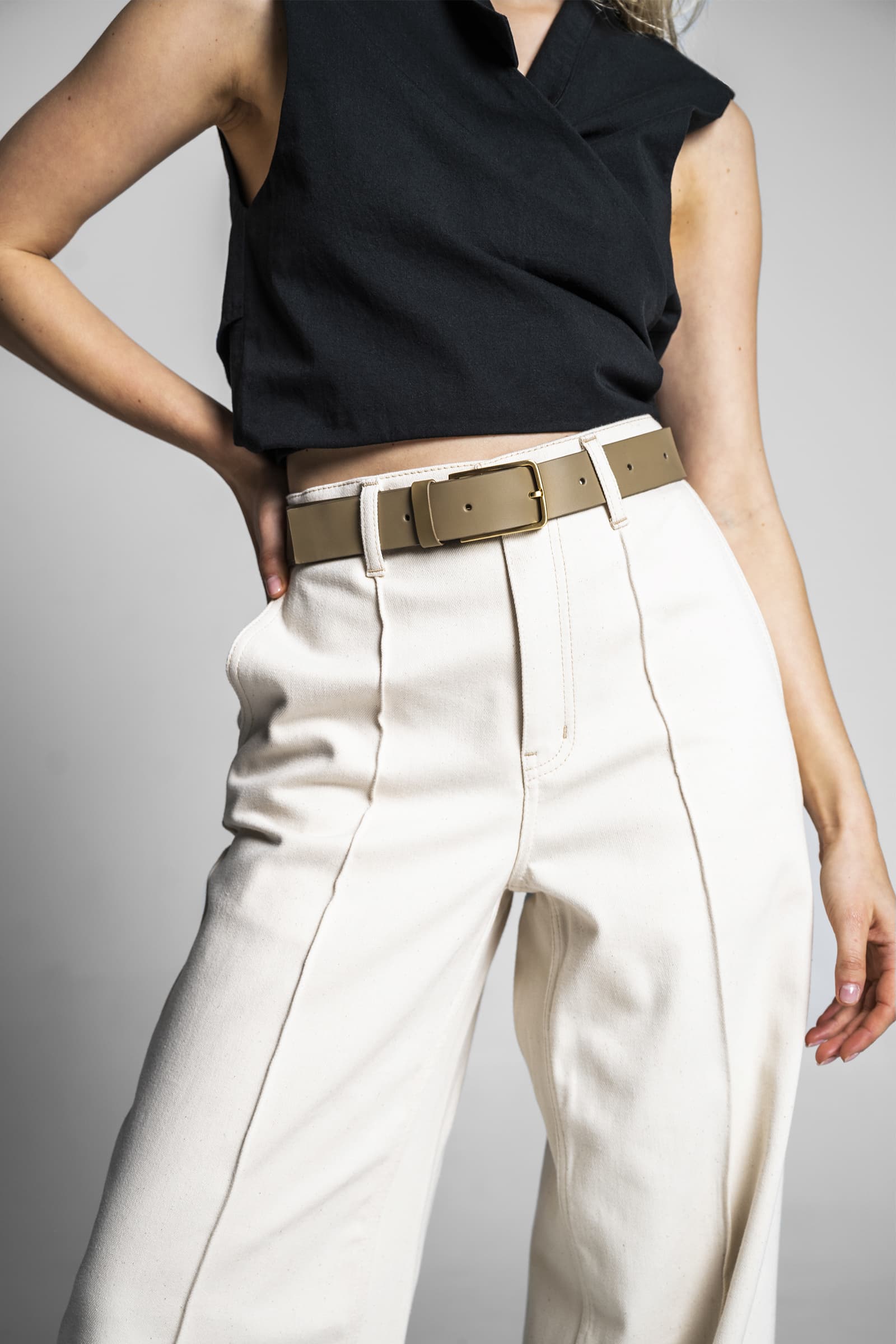 WIDE-LEG DENIM TROUSERS ECRU - Image 5