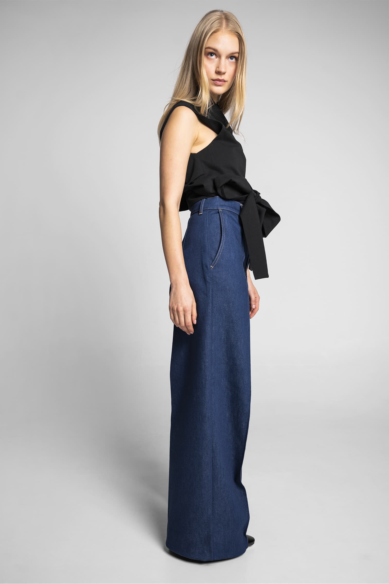 WIDE-LEG DENIM TROUSERS INDIGO - Image 4