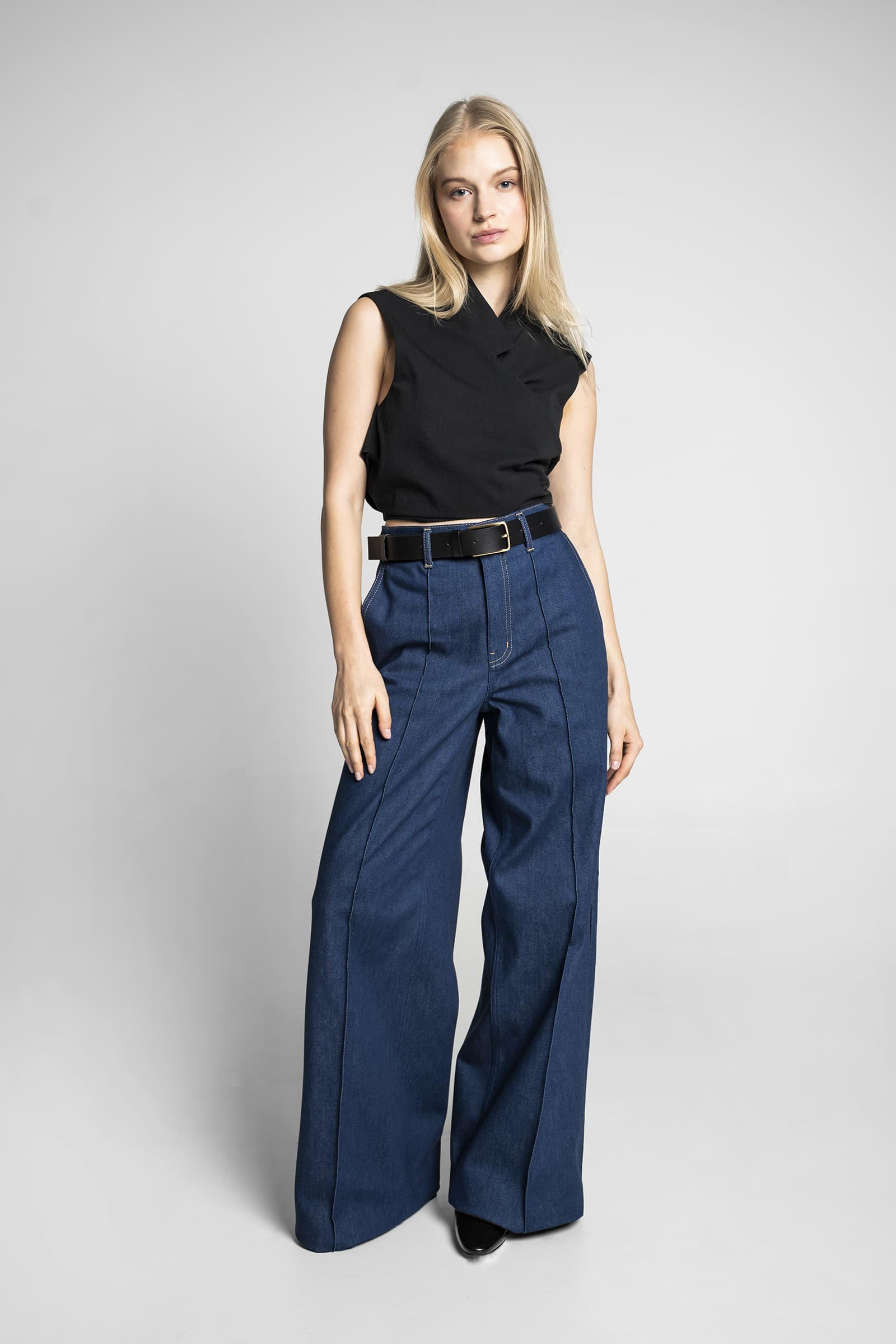 WIDE-LEG DENIM TROUSERS INDIGO - Image 6