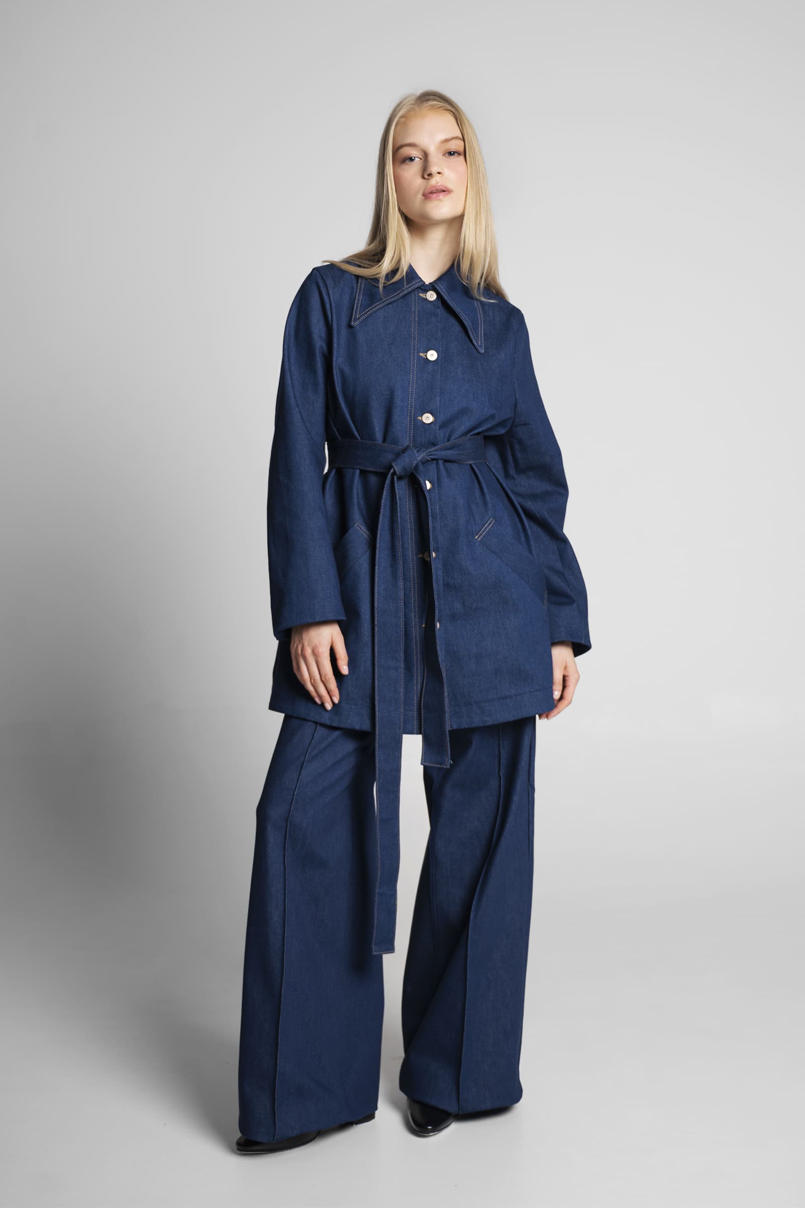 WIDE-LEG DENIM TROUSERS INDIGO - Image 3