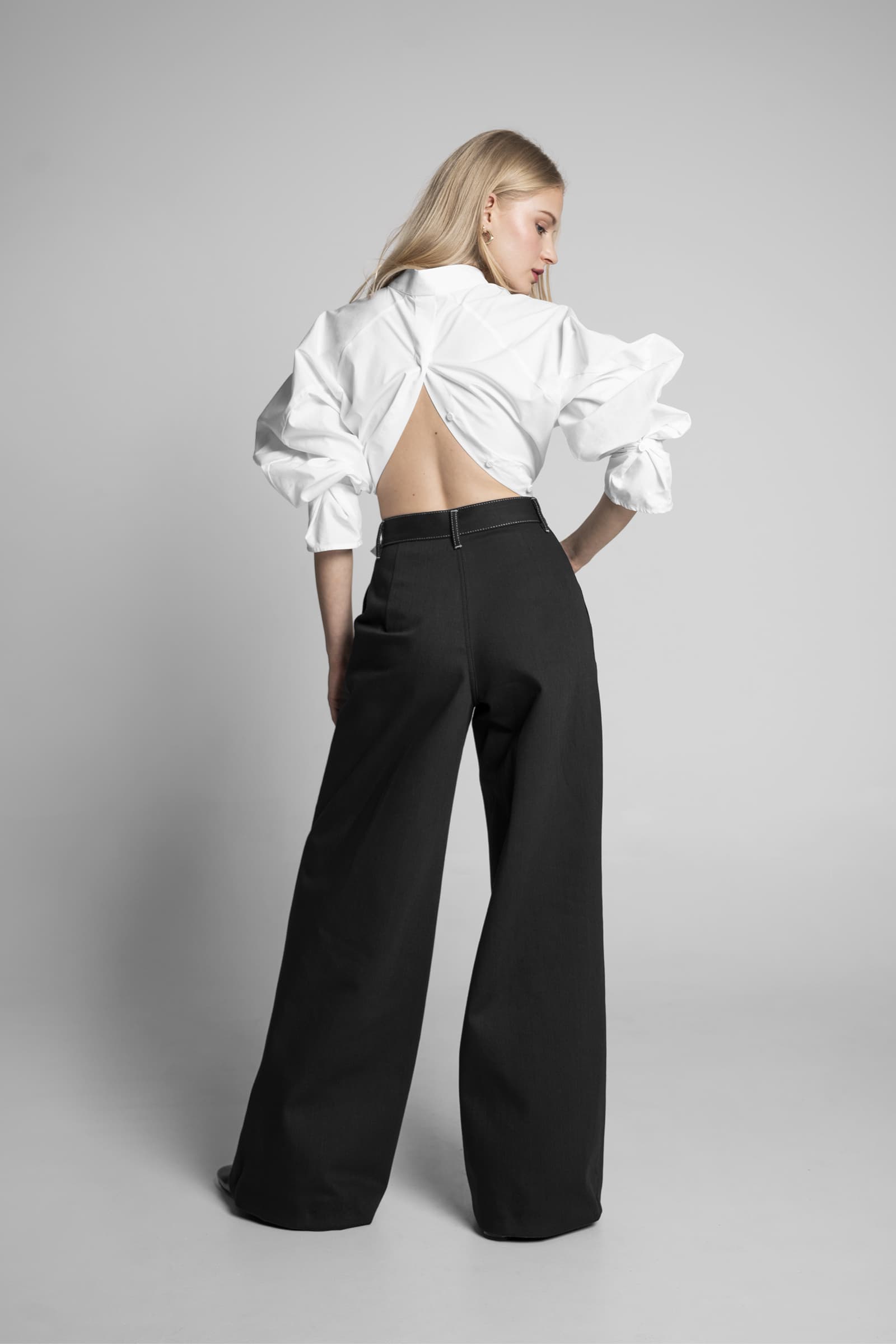 WIDE-LEG DENIM TROUSERS NOIR - Image 2