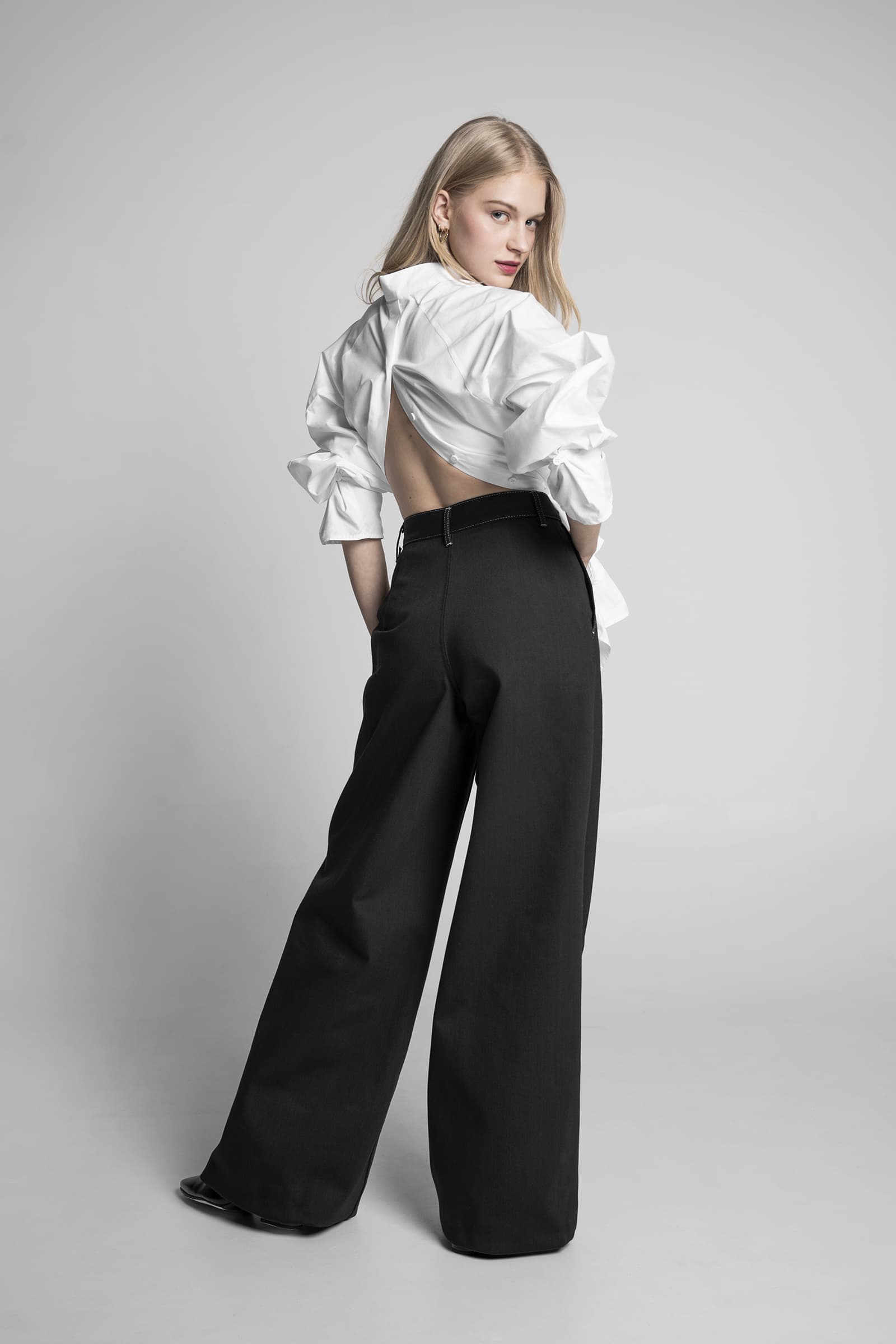 WIDE-LEG DENIM TROUSERS NOIR - Image 3