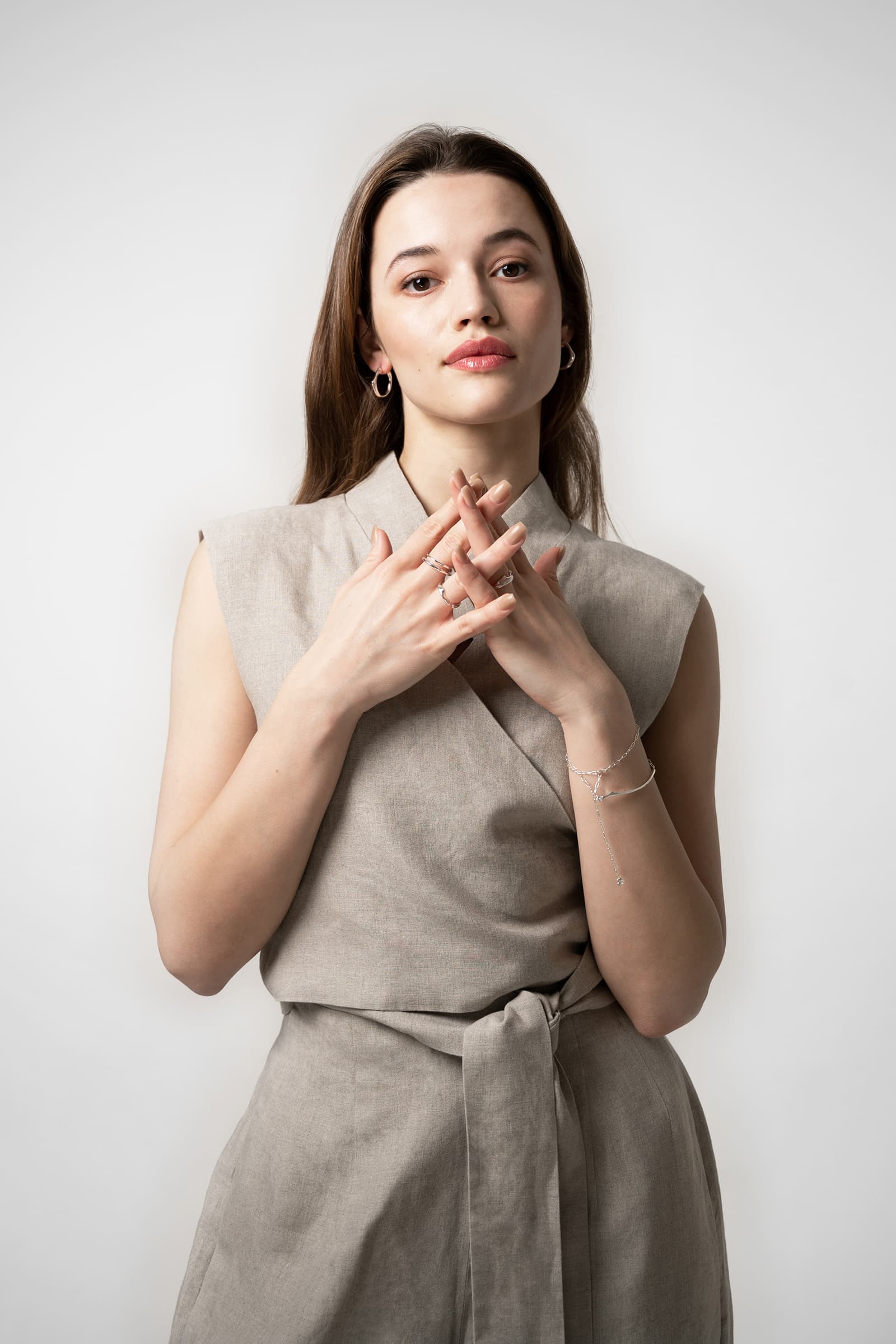 WIDE-LEG LINEN TROUSERS NATURAL - Image 3
