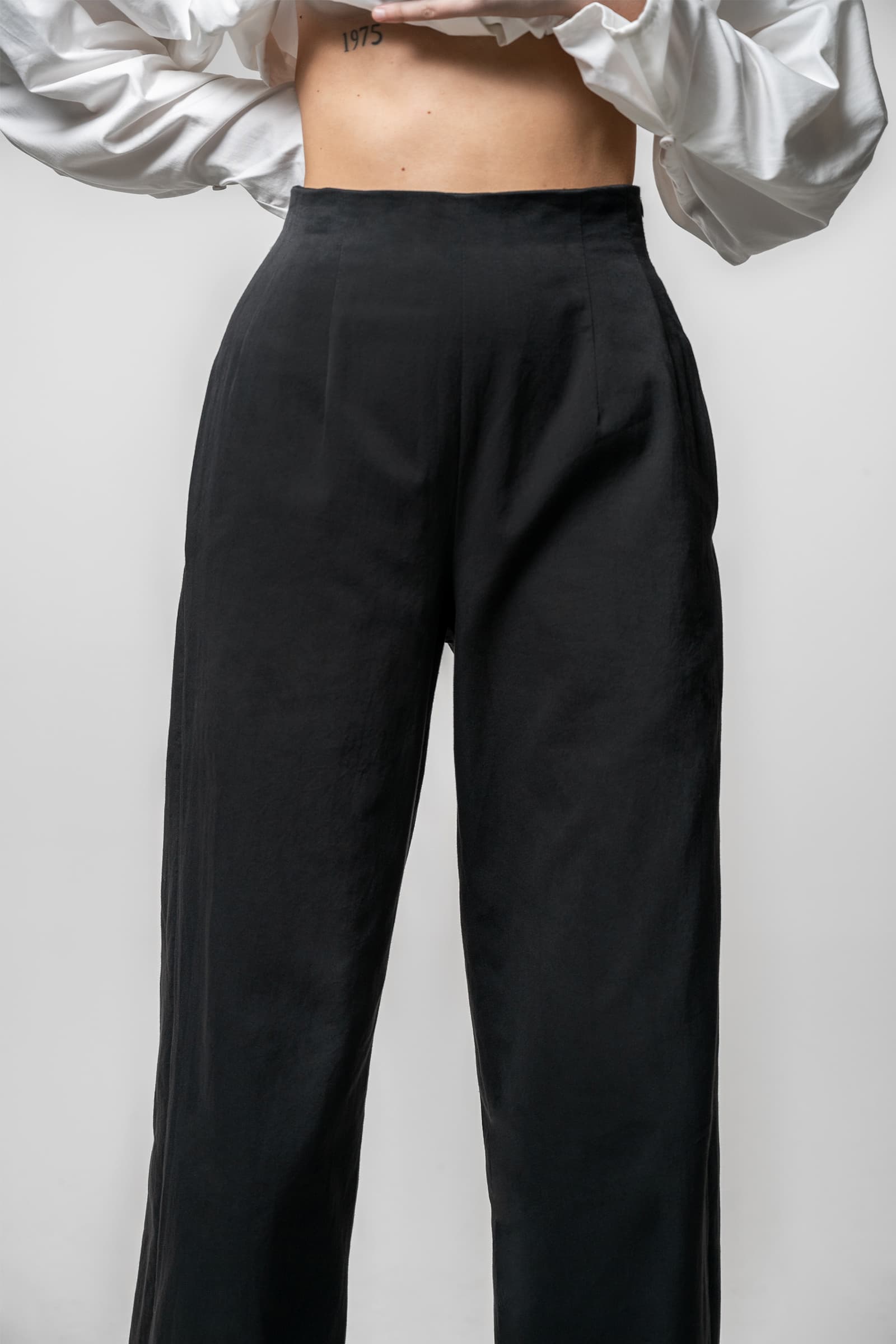 WIDE-LEG COTTON TROUSERS NOIR - Image 3