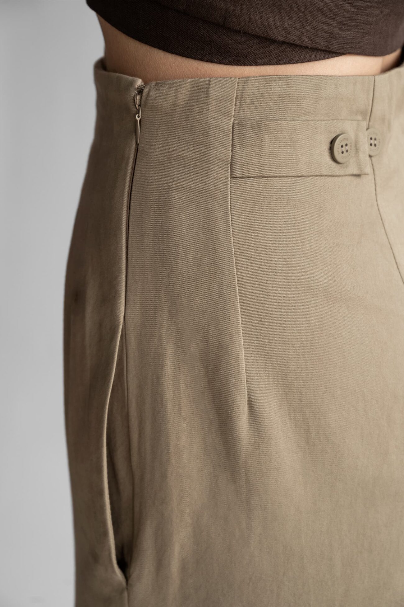 WIDE-LEG COTTON TROUSERS TAUPE - Image 3