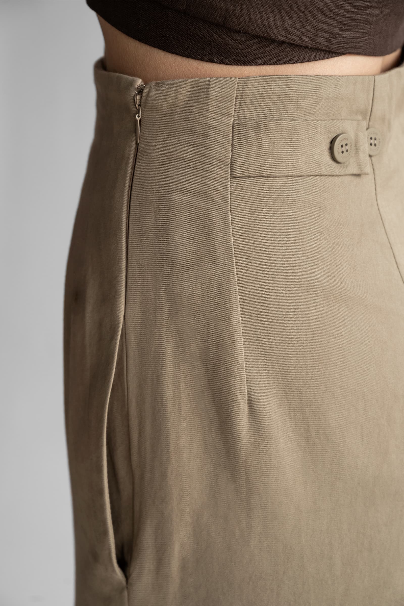 WIDE-LEG COTTON TROUSERS TAUPE - Image 3