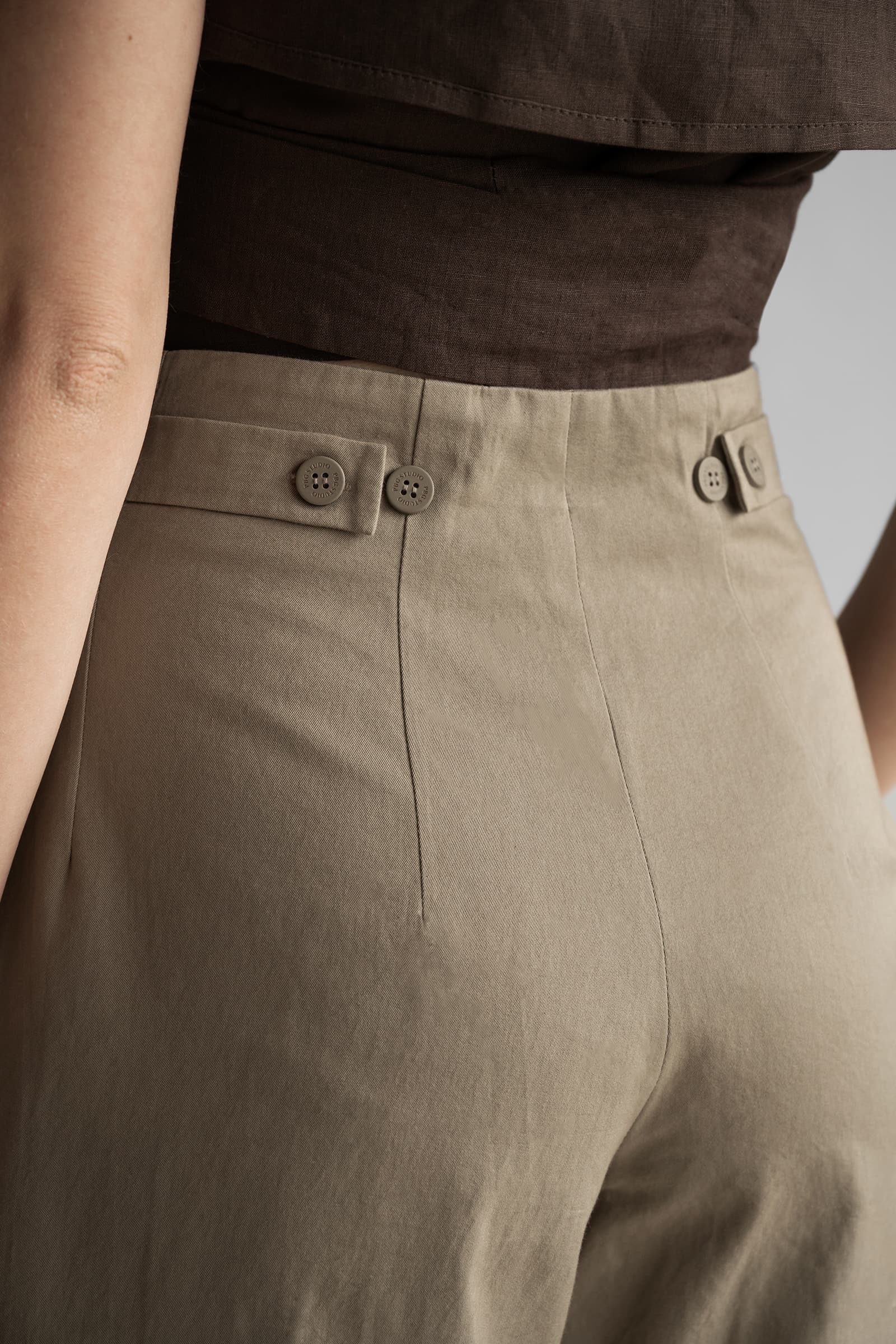 WIDE-LEG COTTON TROUSERS TAUPE - Image 4