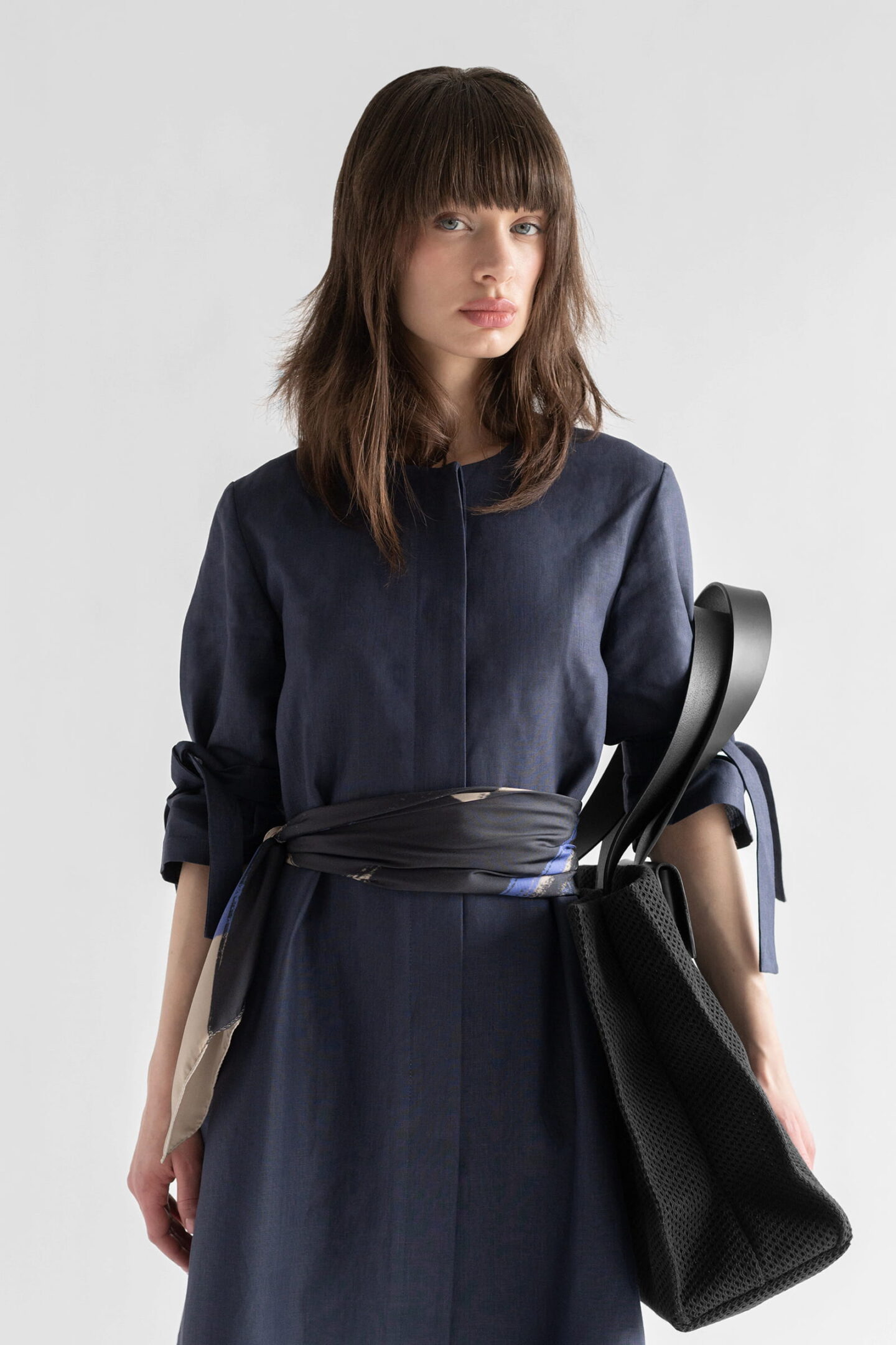 BELTED LINEN DRESS STEEL BLUE - Image 2