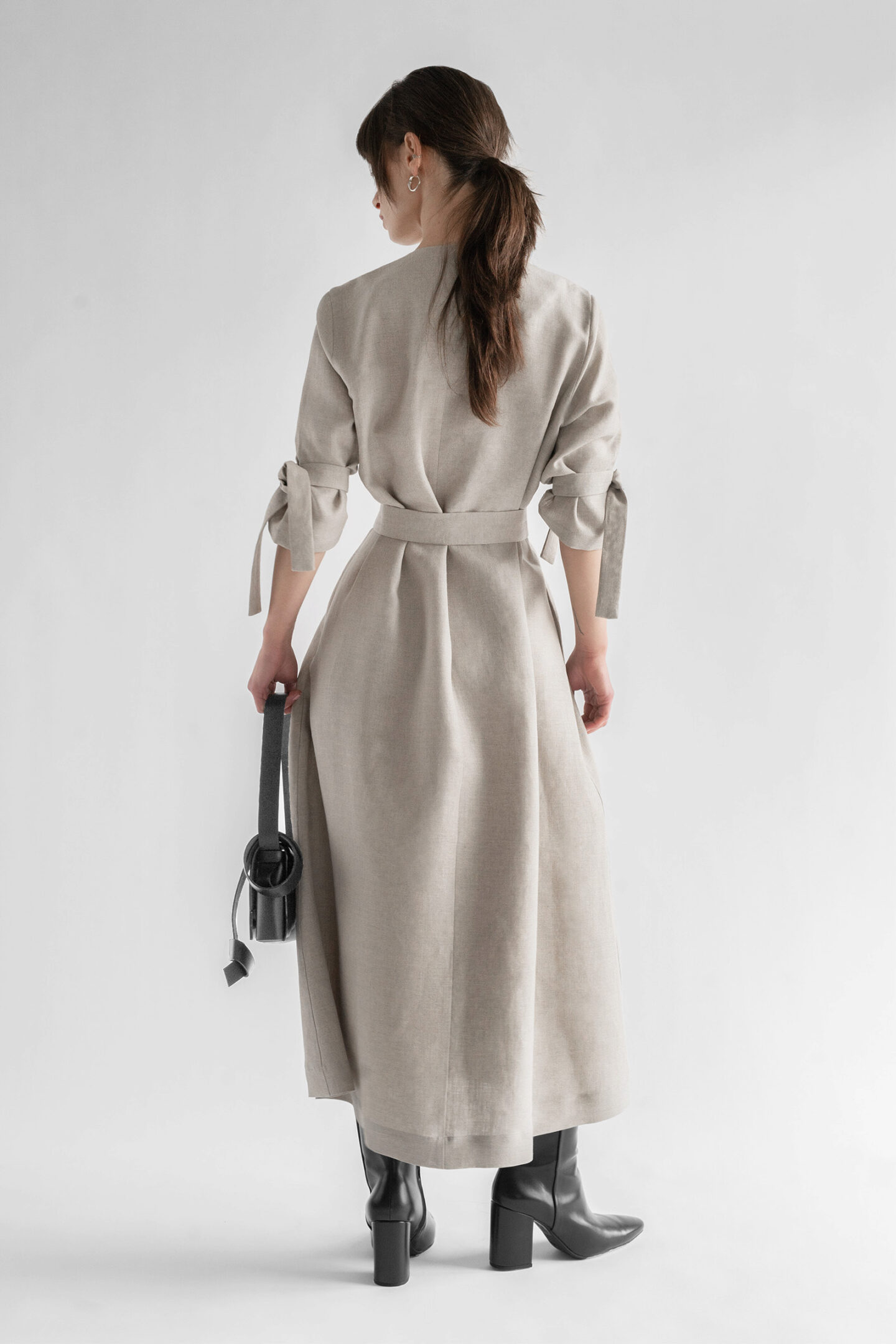 BELTED LINEN DRESS NATURAL - Image 2