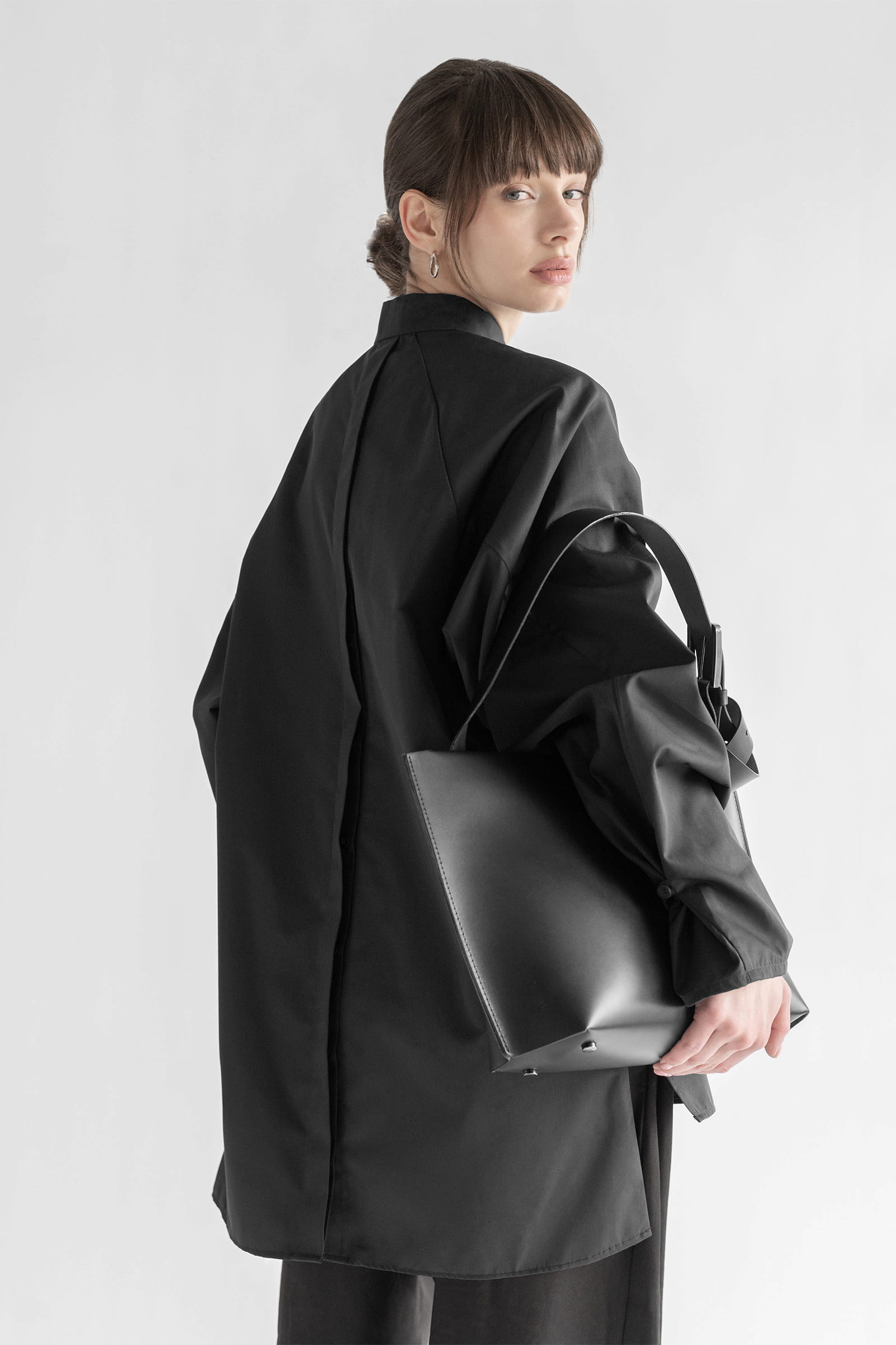 OVERSIZED COTTON SHIRT NOIR - Image 8