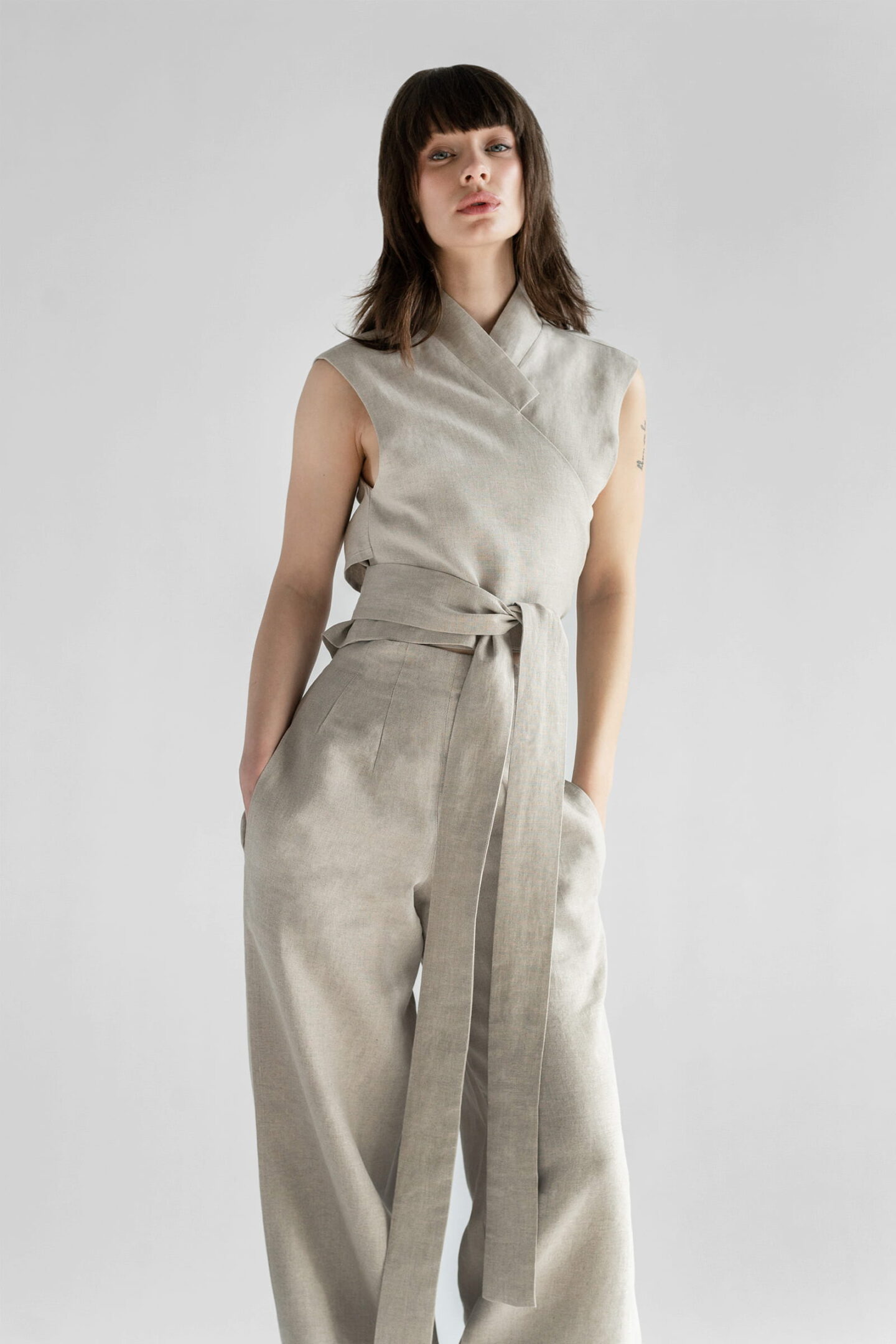 TYING LINEN VEST NATURAL - Image 5